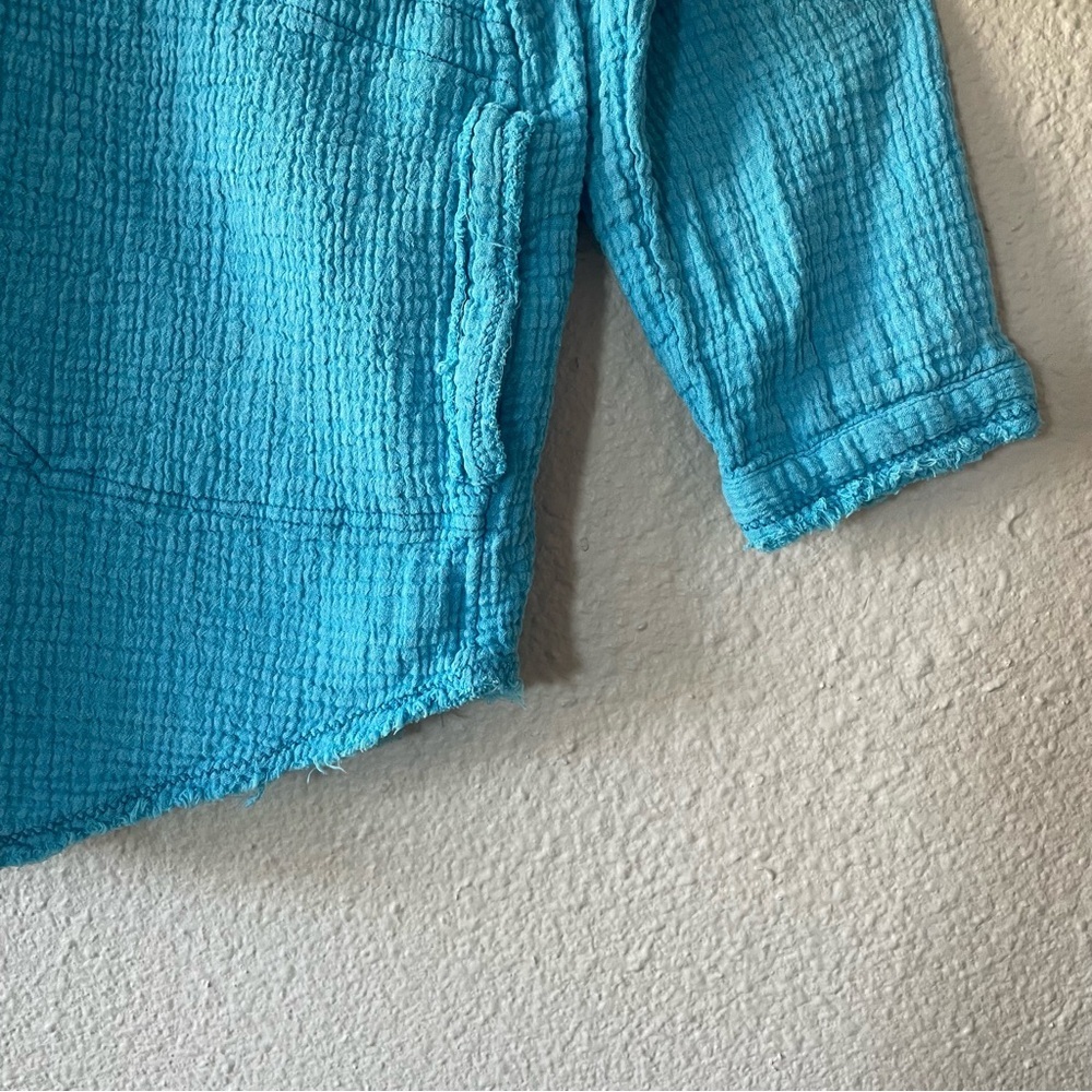 We The Free Summer Daydream Button Shirt Top Womens S Blue Long Sleeve Oversized - Picture 8 of 15